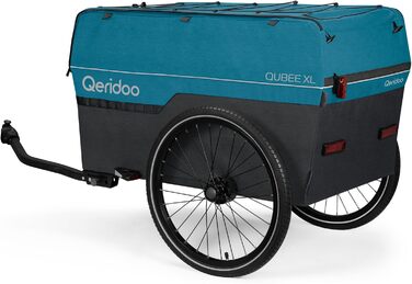 Qeridoo Qubee XL Petrol: Складаний вантажний причіп з об'ємом 220л та швидкою з'єднювальною рамою | Причіп для велосипеда & візок-валіза з повітряними шинами | Аксесуари для велосипеда | Велосипедний причіп