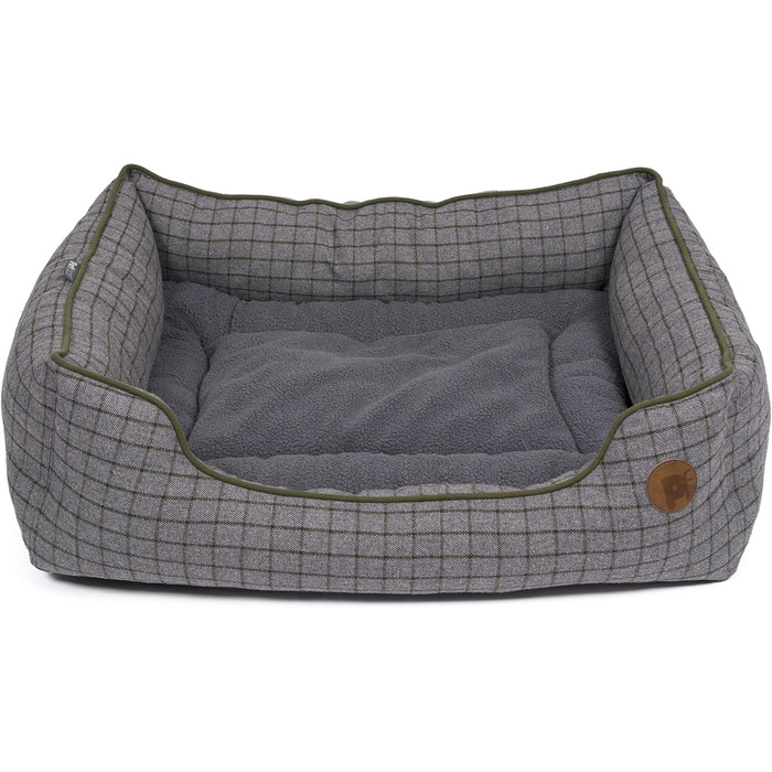 Квадратне собаче ліжко Petface Moosgrünes з двостороннім подушкою, машинне прання, розмір M (1 шт.)