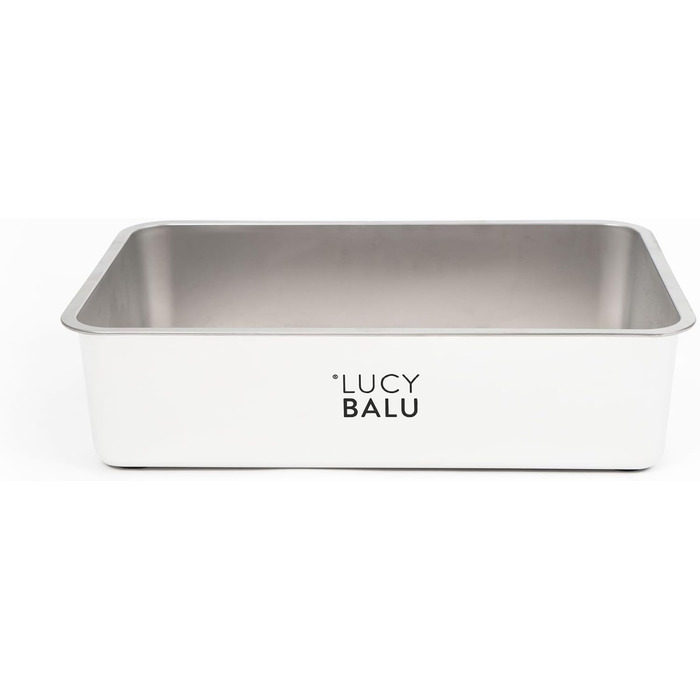 LucyBalu® велика відкрита котяча туалетна коробка з нержавіючої сталі, без запаху, hop-in, біла