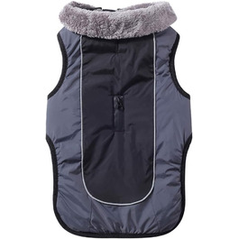 Тепла флісова нашийникова куртка для собак середніх порід, водонепроникна бавовняна куртка для холодної зими, чорний колір, розмір M