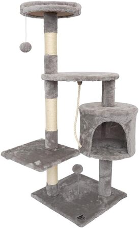 Кігтеточка для котів SPOCADO Атлетік - 112 x 40 x 40 см - сірий колір. Зона відпочинку, печеринка, платформа, кігтешліфування.