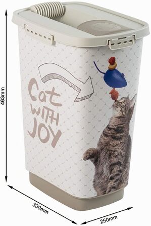 Контейнер для корму котів Rotho MyPet Cody 25л з кришкою та дозатором, пластик BPA-free, антрацит/білий
