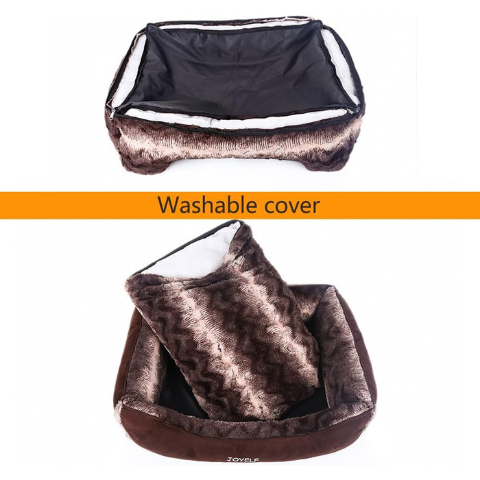 Крісло-ліжко для собак середнього розміру Joyelf з пральним покриттям. М'яке диванчик для котів та собак з іграшкою. Розмір: 76 x 56 x 18 см