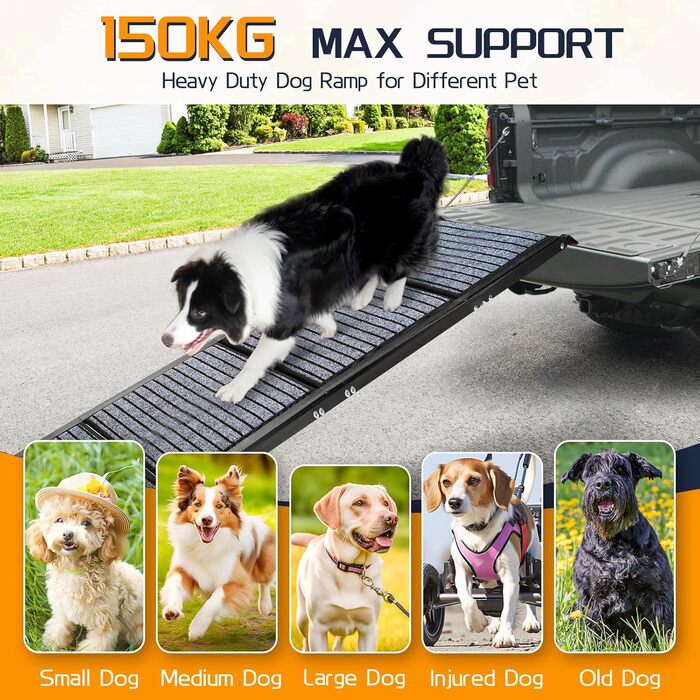 Рампа для собак великих порід, складана, 180х50 см, алюміній, з антиковзким покриттям