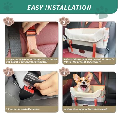 Автокрісло для собак, корзина для собак у машину, водовідштовхувальне, складане з фіксатором, для маленьких собак до 8 кг, на передні та задні сидіння, хакі