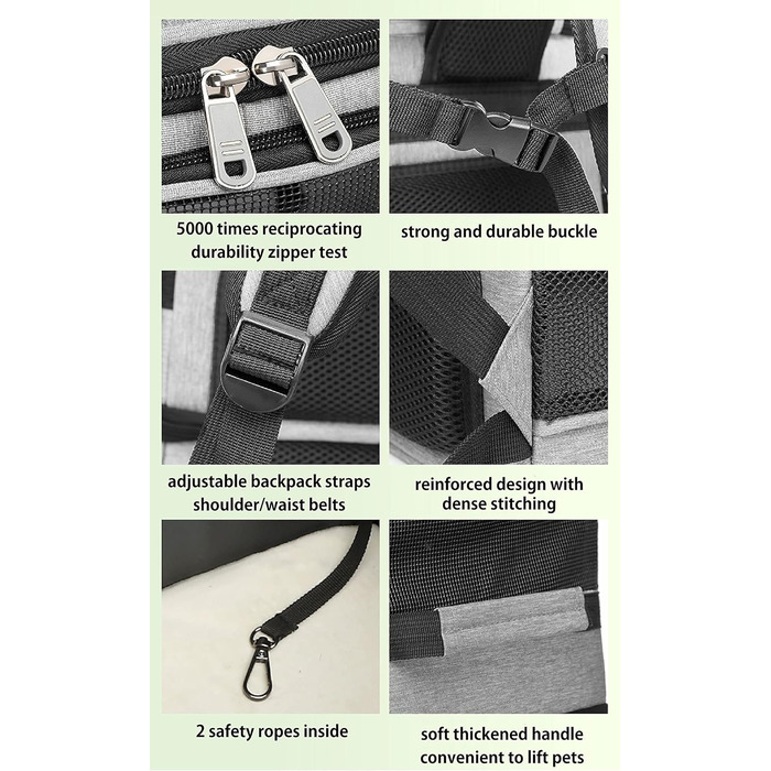 Рюкзак-переноска для котів та собак на 2 тварин, сірий Double