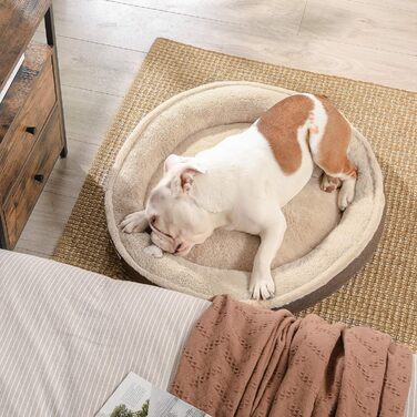 Ліжко для собак Feandrea, кошик для котів, доунат, діаметр 75 см, коричневий PGW075C01, розмір 75x75x12 см