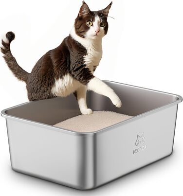 Нержавіюча лоток для котів ValuePro, великий, XXL, 45x35x15 см/50x35x20 см, антипригарне покриття, без запаху, легко мити