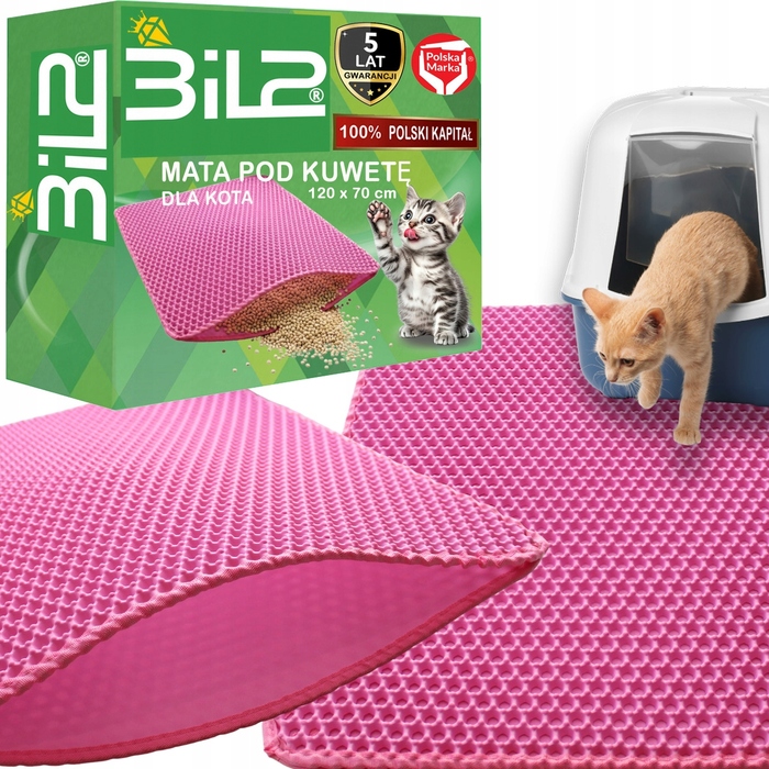 Килимок-підкладка під котячий лоток XXL BiL2, рожевий, 120x70 см