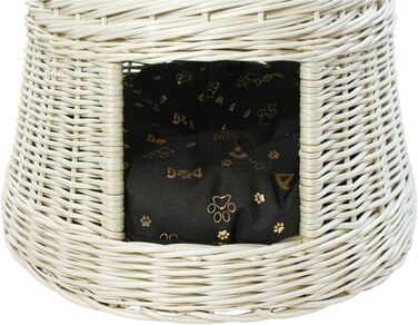 Кігтеточка-лежанка для котів: двоярусна хатинка з ротанга, 50 см, з подушкою (темно-коричнева)