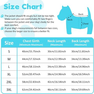Зимовий одяг для собак HezzLuv: теплий водонепроникний одяг з LED-краваткою та світловідбиваючими смугами, розмір M, блакитний