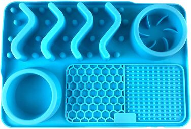 Мапа для повільного годування собак та котів: неслизька підставка для ласощів, що заспокоює, велика, з присосками, блакитна