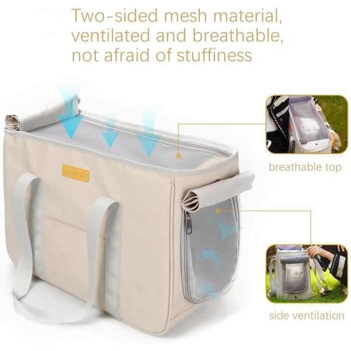 Сумка для тварин Bebeibon на одне плече, велика, світло-бежева