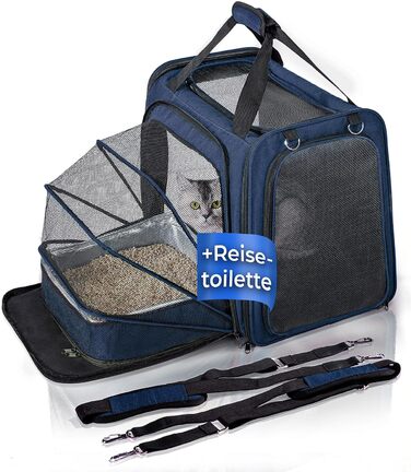 Транспортна переноска для котів You Decide Munich Cat Suite LX Marine з туалетом, складна, для великих котів