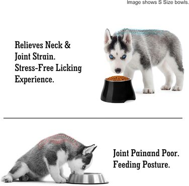 Миска для собак Petvillage, конусоподібна, неслизька, з нержавіючою сталлю, піднята, для середніх собак, спанієлів з довгими вухами, велика місткість, розмір L, 3 чашки, чорний колір