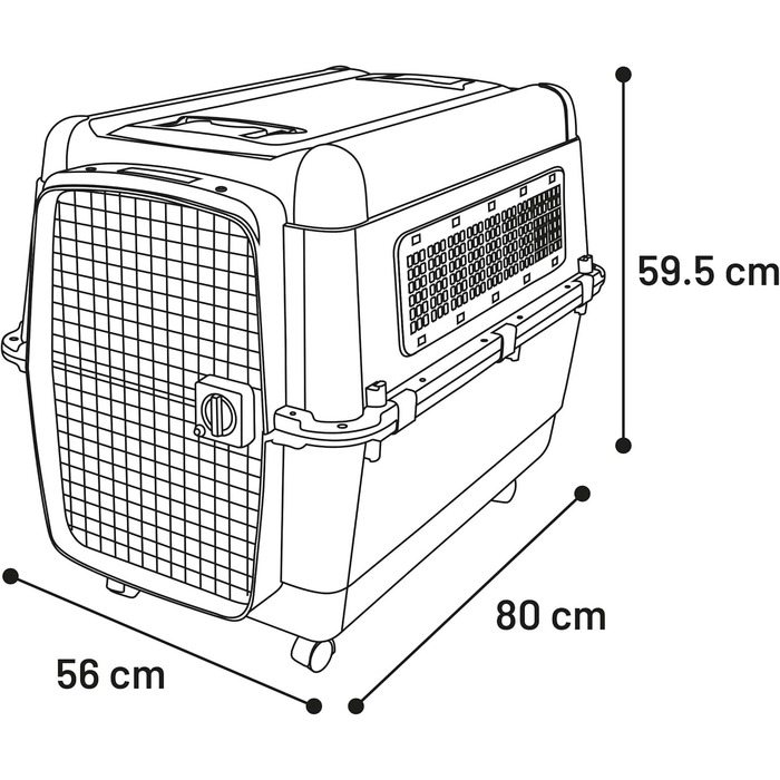 Клітка-переноска для собак Flamingo Lanta – Темно-сірий | Розмір L (56 × 80 × 59,5 см) | Безпечна, практична та комфортна для вашого собаки! L - 56x80x59,5см