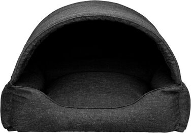 Квіткове ліжко для собак - будиночок-ліжко 2 в 1 - ідеально для маленьких та середніх собак. Зручне ліжко-будиночок з віднімним та пральним чохлом. Стабільний корзинка 82x58 см, темно-сірий, штучний льон.