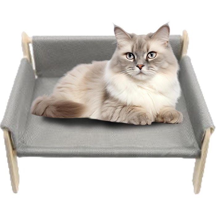 Підвищене ліжко для домашніх тварин з дерев'яним каркасом, софа для котів знімний чохол, стабільне підвищене ліжко для собак, софа для собак з дерев'яним каркасом, підвищене ліжко для собак маленьких порід, меблі для домашніх тварин з натурального дерева 