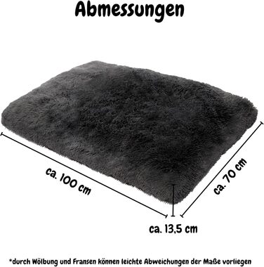 Плюшеве ліжко для собак petzy 100x70x14 см, антрацит, м'яке та пране, для великих, середніх і малих собак, товстий і зручний килимок, лежак та подушка для собак і котів