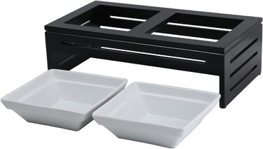 Підставка для мисок Silicute з масиву дерева з 2 керамічними піднятими мисками для води та корму для маленьких собак і котів