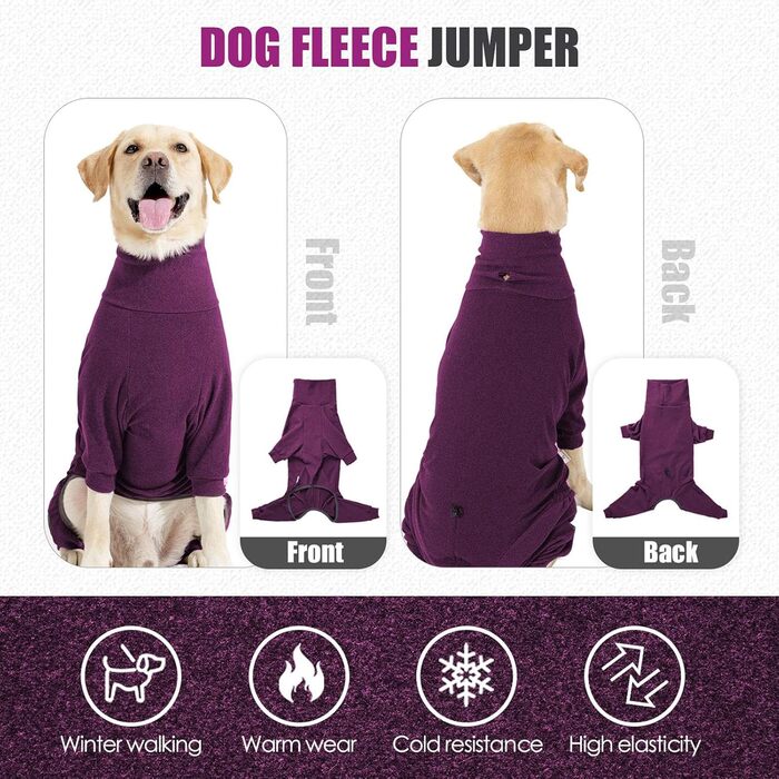 Теплий зимовий теплий флісовий одяг для собак Lianzimau, бордовий колір, розмір XXXL