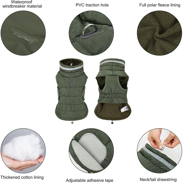 Водонепроникний зимовий теплий халат для собак з флісовою підкладкою, для маленьких, середніх та великих собак