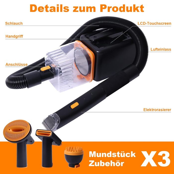 Фен для собак Kanonen-Stil, білий, 2400W, регулювання швидкості та температури, LYCSJDPWH-DE (7 в 1: сушка, пилосос, стрижка)