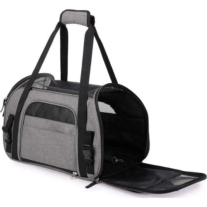 Транслювач для тварин EliteField, XL, для собак, котів, цуценят, схвалений авіакомпаніями, м'які бокові стінки, сірий