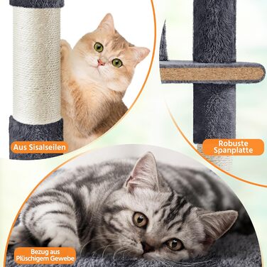 Кігтеточка велика Yaheetech 158 см, Кліматичний комплекс для котів з 3 платформами, 3 стовпчиками для шліфування, 2 будиночками, м'ячиками, сірий