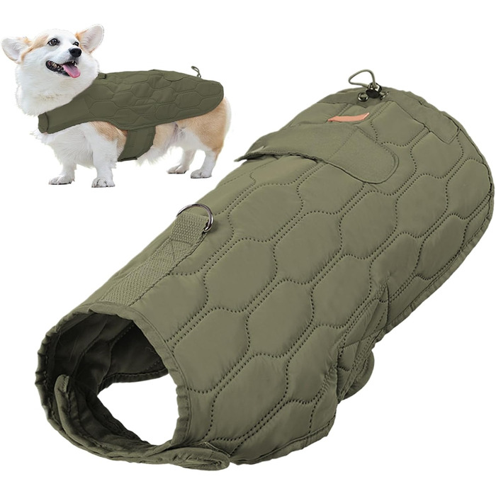Зимовий теплий одяг для собак - тепла вітрозахисна жилетка для собак, одяг для собак на холодну зиму, зручна куртка для маленьких, середніх та великих собак (зелений)