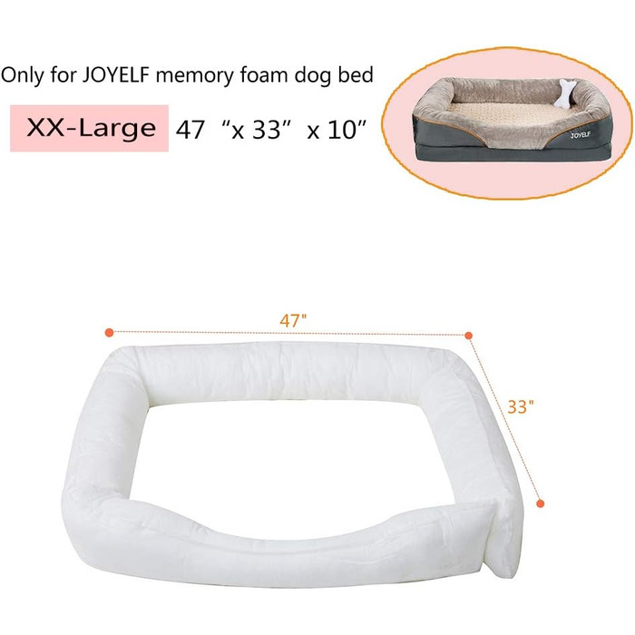 Ортопедичне ліжко для собак JOYELF з memory foam, подушка для шиї, XL (100x75 см)