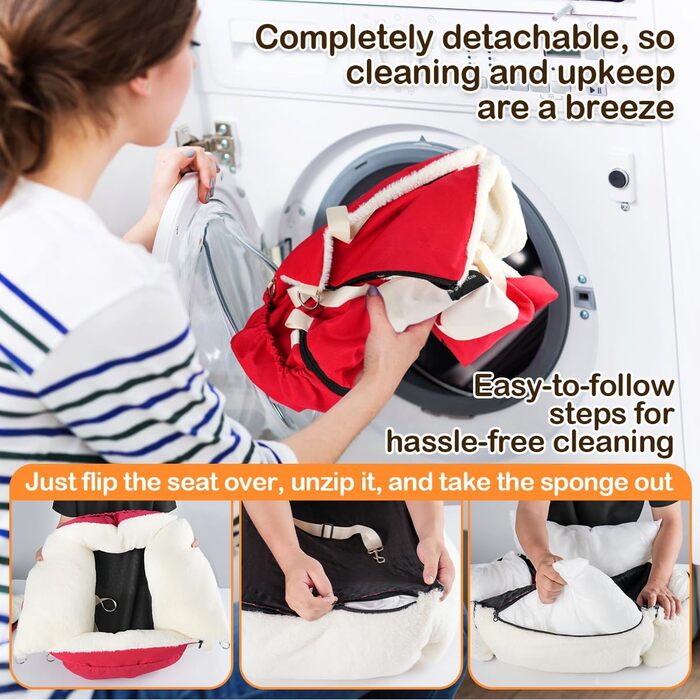 Автокрісло для собак 3-в-1 - переносна ліжко для маленьких собак, з розширеною лежачою поверхнею та м'яким матрацом, для переднього або заднього сидіння, внутрішнє та зовнішнє використання (червоний)