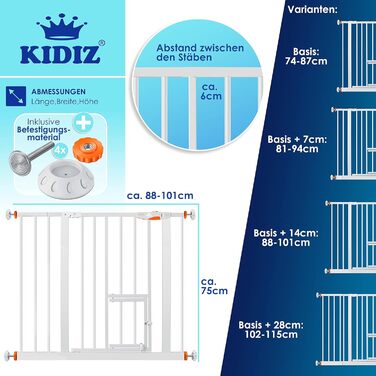Захист для воріт KIDIZ®: сітка для дітей, тварин, без свердління, розширювана, для воріт та сходів, помаранчевий (88-101 см)