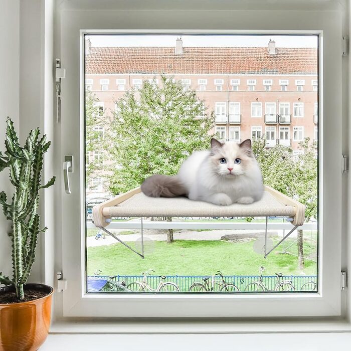 Ліжко-гамак для котів на вікно, платформа-поличка, місткість до 18 кг, ідеально для сну, ігор та відпочинку, металева кріпильна конструкція