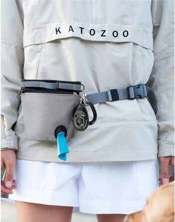 Сумка для ласощів для собак з клікером для дресирування, набір для дресирування собак, магнітна застібка, навчання без рук (Сірий)