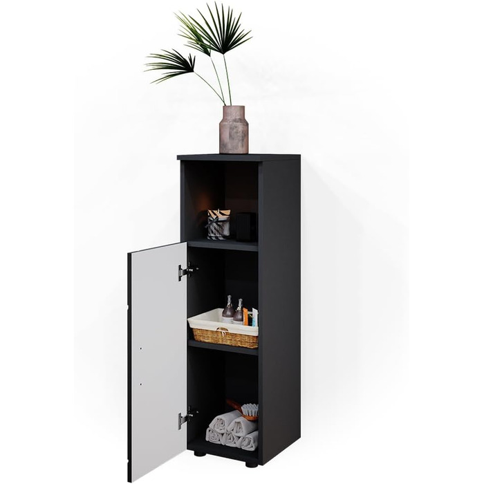 Пенал для ванної Vicco Irma, антрацит глянець, 30x95 см