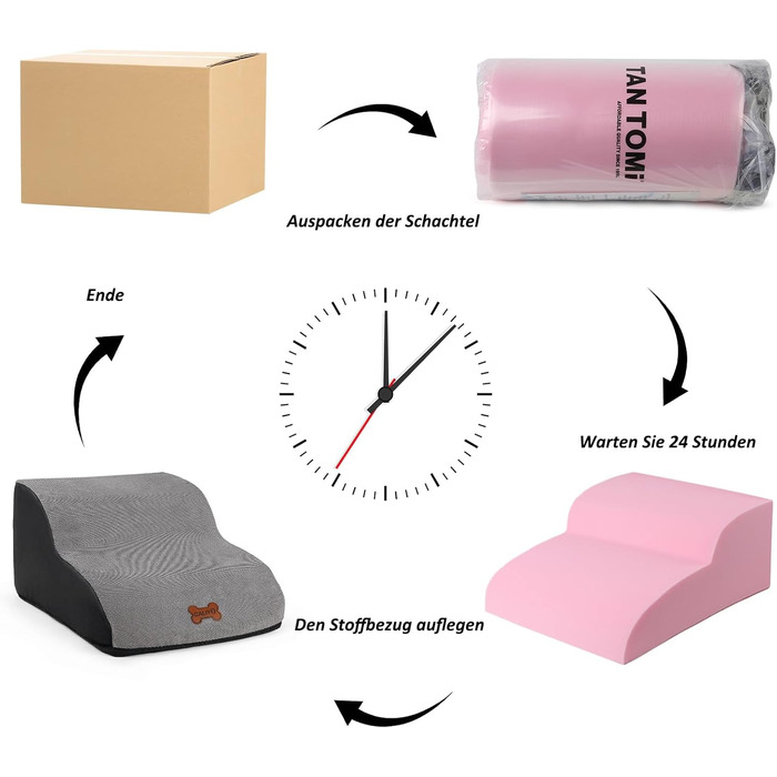 Сходинки для собак Caliyo, 2 сходинки, сірі. Для маленьких собак та котів, 26 см заввишки, з миючим покриттям та протиковзкою основою. Підходять для ліжка, дивану та автомобіля (55×40×26см)