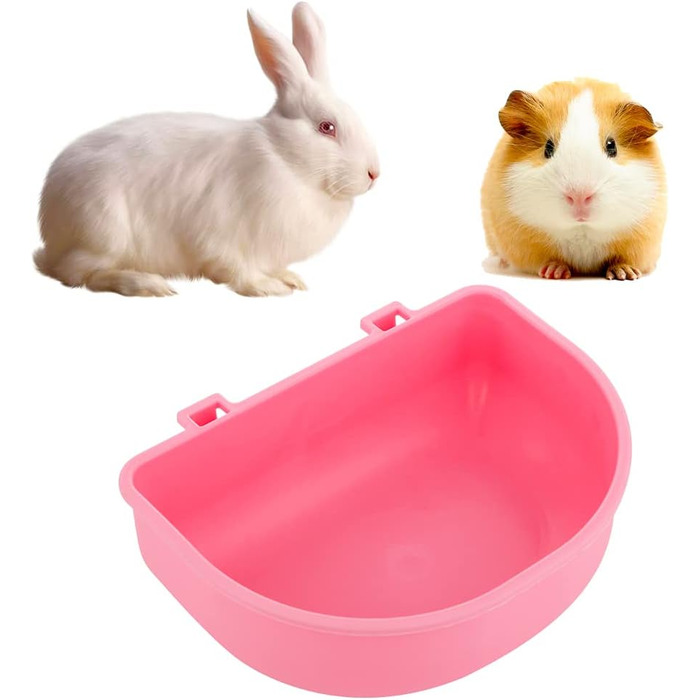 4 годівниці для кроликів та морських свинок, пластикові, підвісні, портативні (рожевий та блакитний)