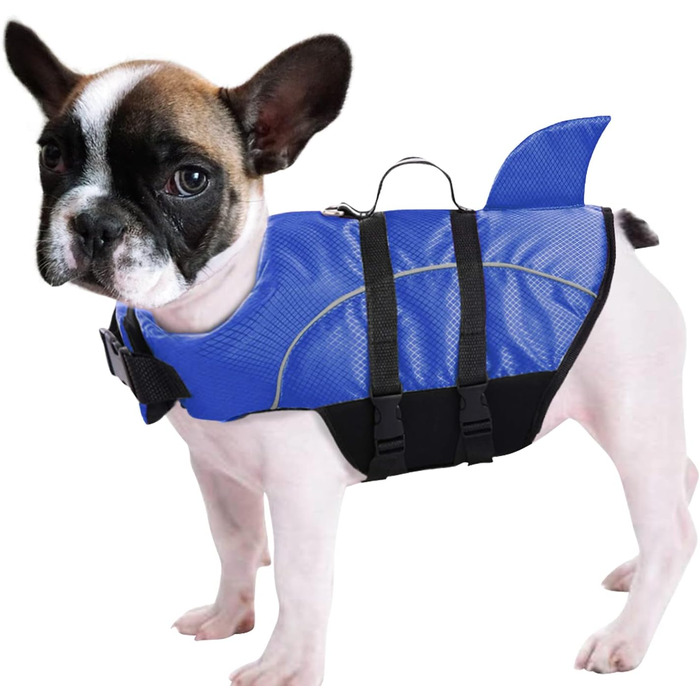 Рятувальний жилет для собак Queenore, блакитний, розмір M - для малих порід, з високою плавучістю, світловідбиваючий