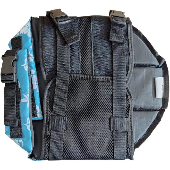 Жилет для собак Snik-S з світловідбиваючими смугами та регульованим поясом, плавальна куртка для собак з короткою мордою (Мопс, Бульдог, Пудель), розмір L, квітковий принт, блакитний колір