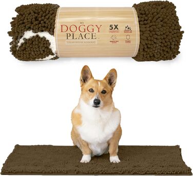 Мікрофібровий килимок для собак My Doggy Place, ультра поглинаючий, швидковисихаючий, праний, захист від бруду і пилу, коричневий з відбитком лап, середній 79x51 см