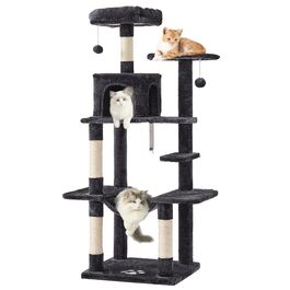 Кігтеточка для котів MSmask велика, багатоярусна з 2 будиночками, гамаком та сизалевими стовпчиками
