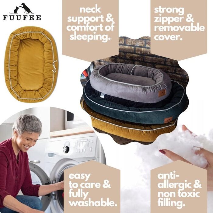 Ортопедичне ліжко для собак середніх порід 95x65 см Hazelnut (S 70x50, Жовтий)