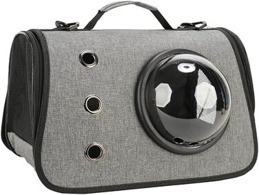 Рюкзак-переноска для котів та маленьких собак з прозорим вікном (Рожевий) (Сірий)