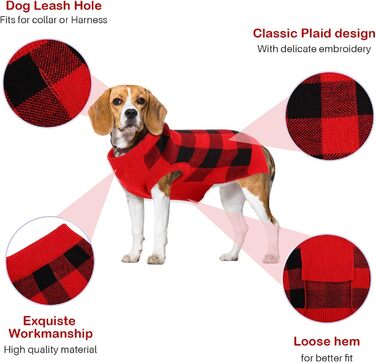 Пуловер для собак KATZINST, теплий флісовий пуловер для маленьких собак, різдвяний пуловер для Французького бульдога, Дакселя, Чихуахуа, Йоркшира, червоно-чорний, XS