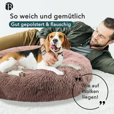 Кругле ліжко для собак середніх порід, 70 см, м'яке пухнасте гніздо, зручне та миється, колір хакі