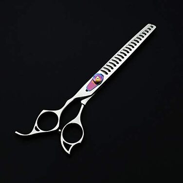 Набір професійних ножиць для грумінгу собак: філірувальна та пряма, титанове покриття, 18 см, ліва рука