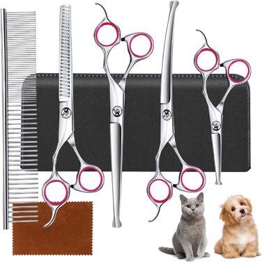 Набір для грумінгу собак: професійна шерстьова ножиця 4CR, нержавіюча сталь, гребінець, безпечний закруглений наконечник