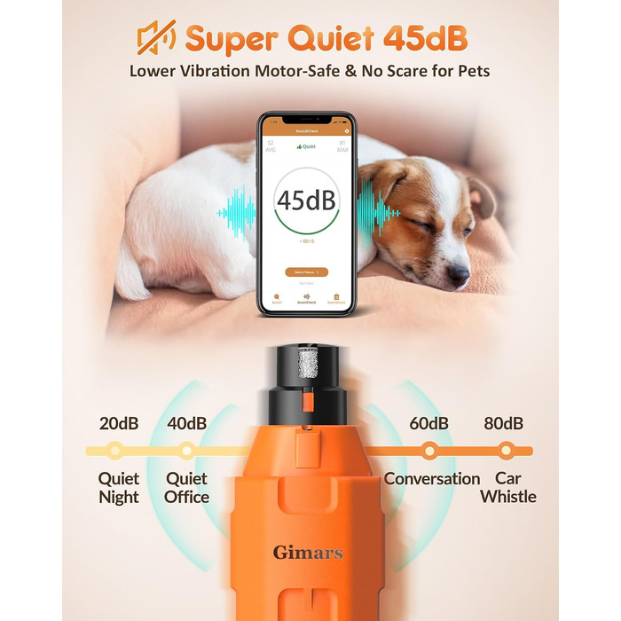 Шліфувальник кігтів для собак Gimars з 6 швидкостями, LED-підсвічуванням та USB-зарядкою. Оранжевий/західний колір (Sunset Chevron)