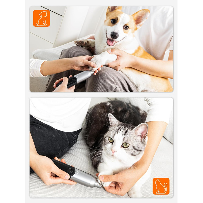 Точилка для кігтів собак Toozey з LED-підсвіткою, тиха (40 дБ), 3 швидкості, акумулятор 7,5 год, USB, для котів та собак